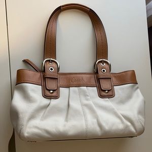 Coach White and Tan Purse